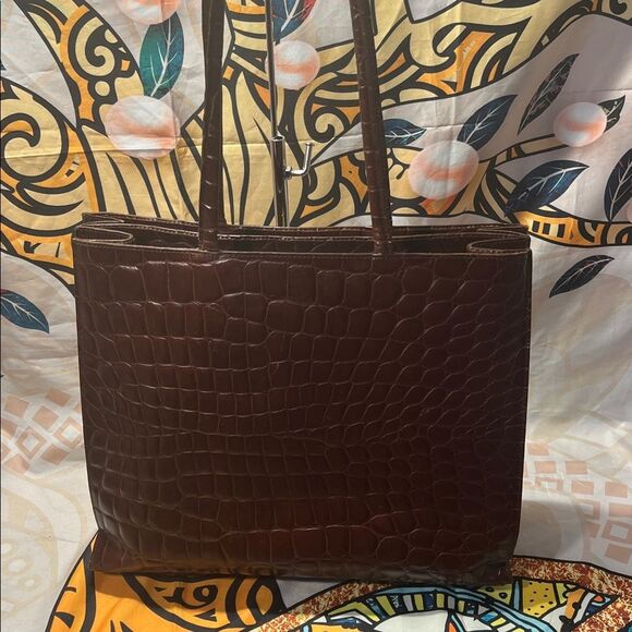 Furla Brown Embossed Leather Handbag - Picture 4 of 16